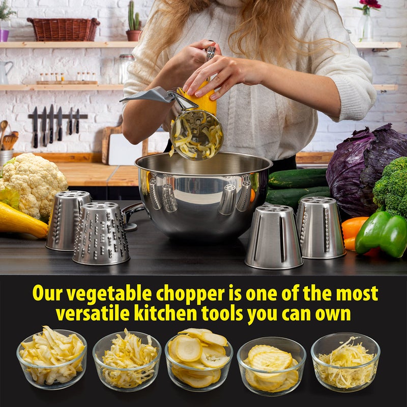 Maxam Vegetable Chopper, Dynamic Food Processor with Stainless-Steel Shredders With 5 Quart Mixing Bowl - Image 3